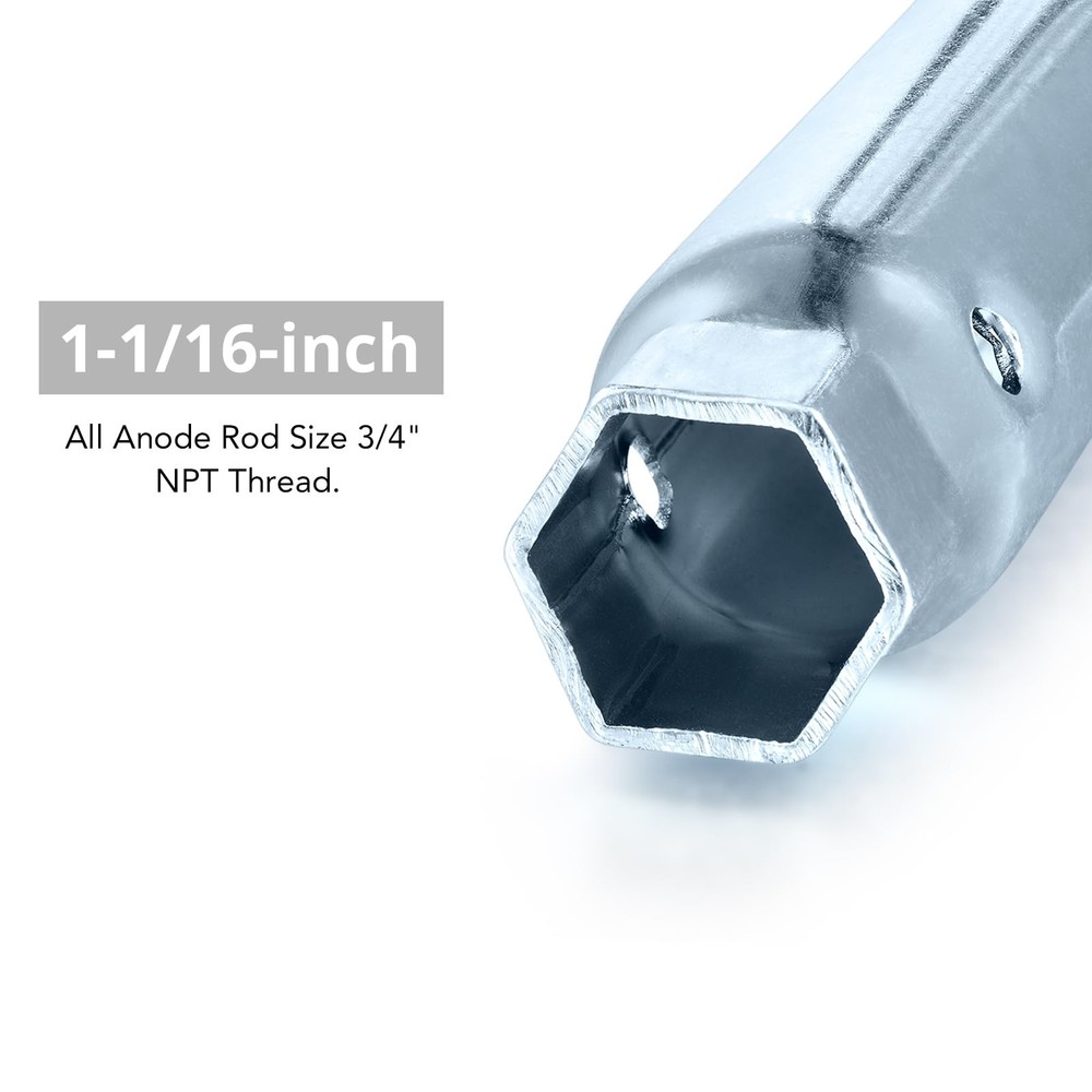 Skoutag RV Water Heater Element Wrench Socket, Dual Hex Removal Silver