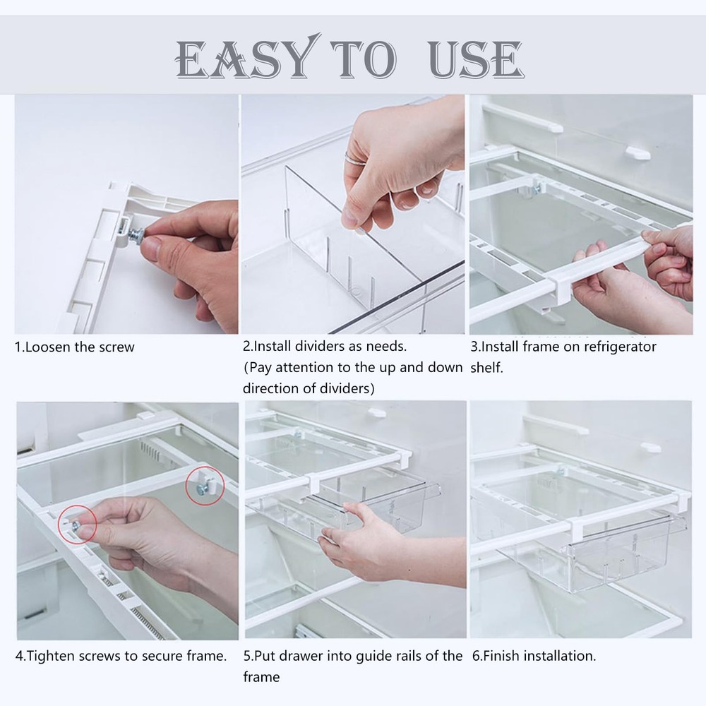 Refrigerator Organizer Bins - Clear Plastic Container Drawer for Egg Vegetabl...