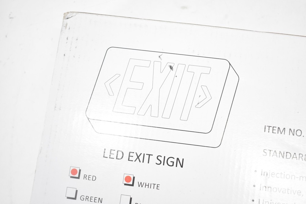 LED Exit Sign Red/White AC/DC Battery Backup Self Diagnostics TLXEMRUS-SD