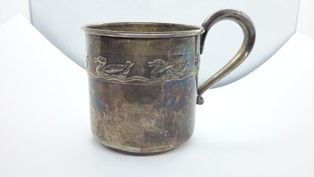 Sterling Silver Baby Cup DUCKS Design. Reed Barton