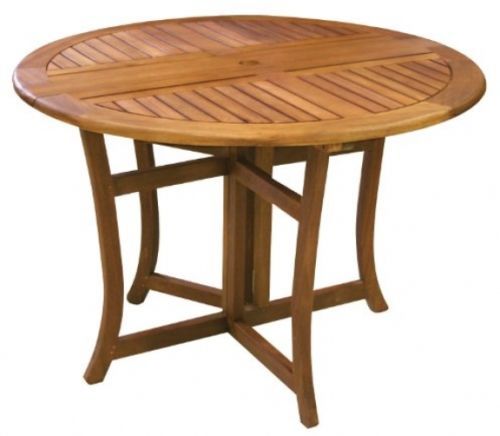 Outdoor Table Eucalyptus Round Folding Deck Patio Storage Space Saver New