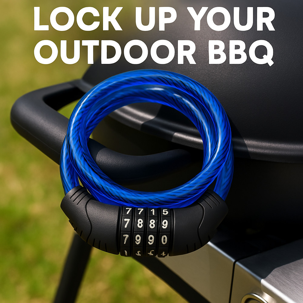 2 Pack Blue 4ft Steel Combination Bicycle Lock – 10mm Cable, Resettable 4-Digit