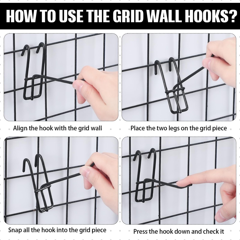 4 Inch Grid Wall Hooks 25 Pcs Gridwall Panel Hooks Garage Wall Mount Organize...