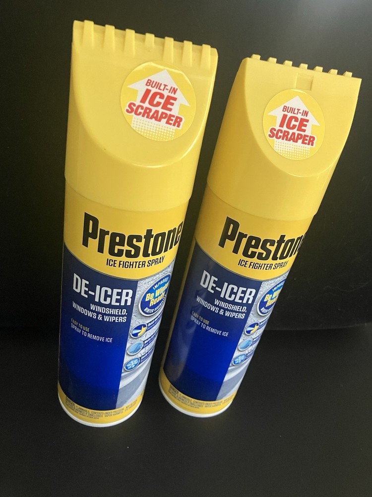 2 Pack-PRESTONE Windshield De-Icer-Spray Canister (17 oz.) Built In Ice Scraper