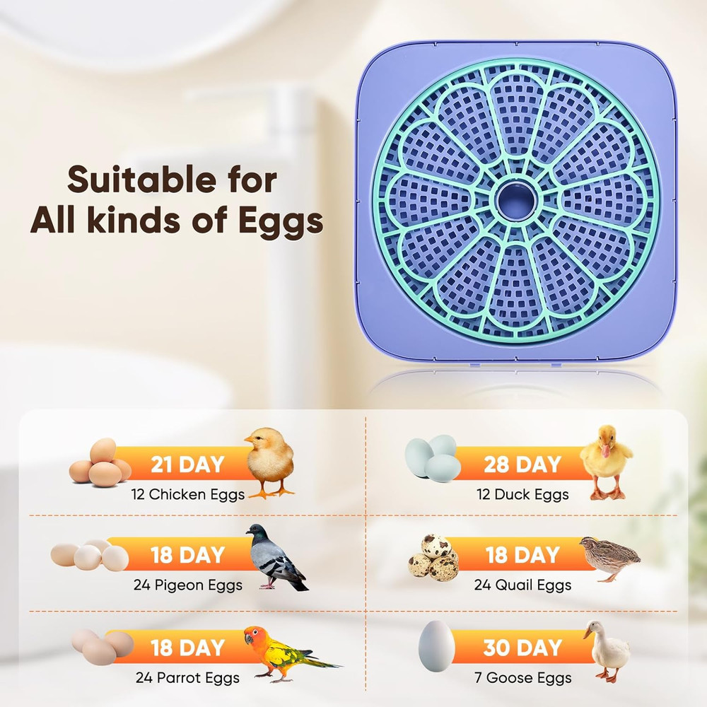 Incubators for Hatching Eggs, Smart Egg Incubator with Humidity & Temp Control a