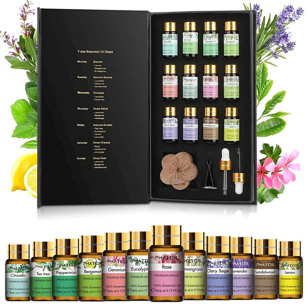 Pure Essential Oil Gift Set 12x 5ml Aromatherapy Oils for Diffusers,Massage,Skin
