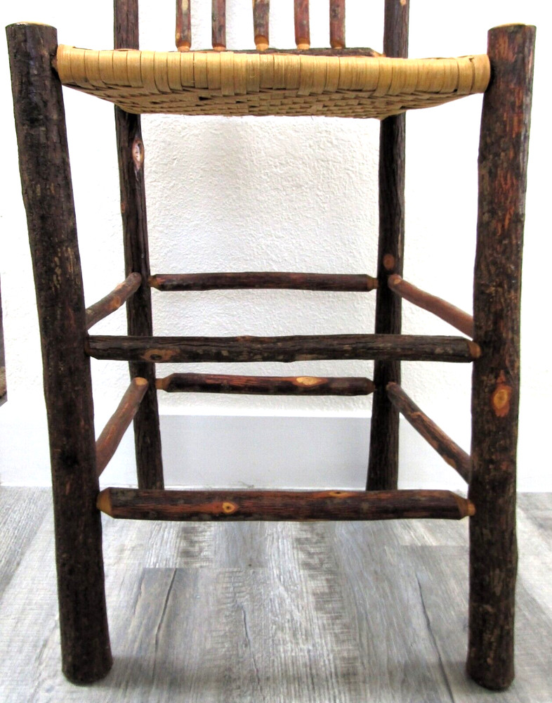 Primitive Wood with Cane Woven Seat Counter Stool