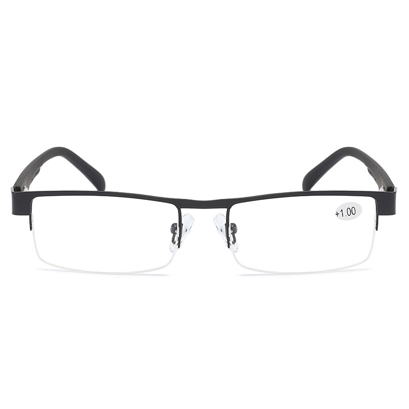 10 Pairs Mens Rectangular Metal Half Frame Reading Glasses Spring Hinge Readers