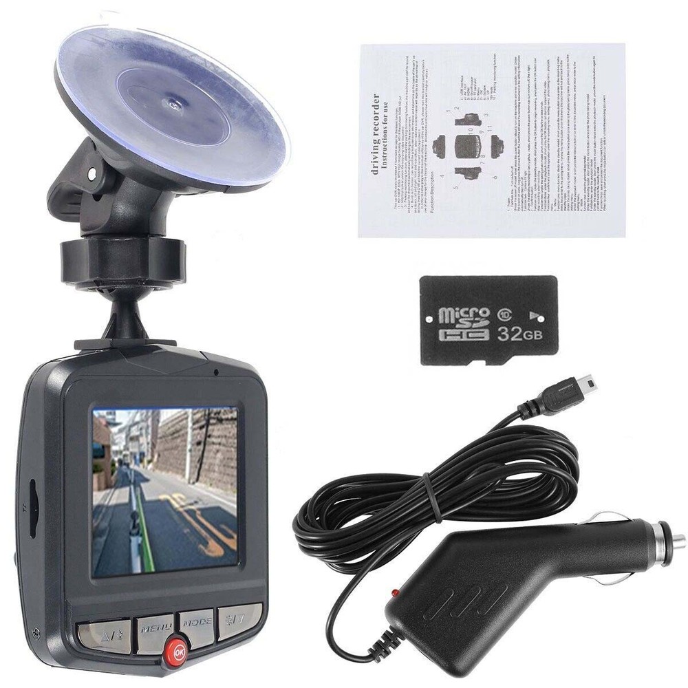 2.4’’ Display Mini Car Camera, G-Sensor Dash Cam, Loop Recording, 32GB Card