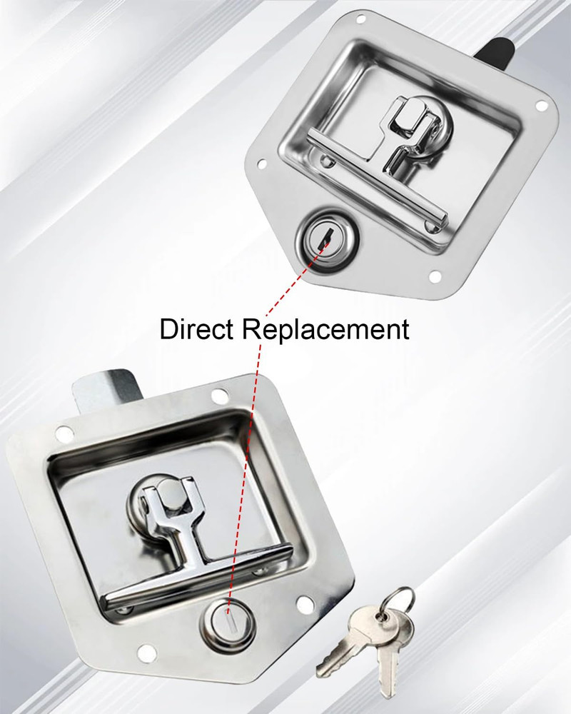 Replacement Tool Box Locks with Keys for T-Handle Tool Boxes, 2 Cylinders