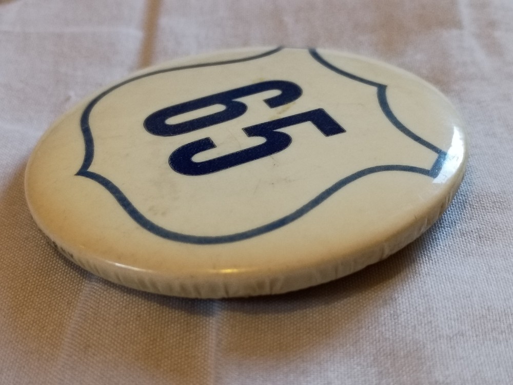 Vintage Route 65 Pinback Button.