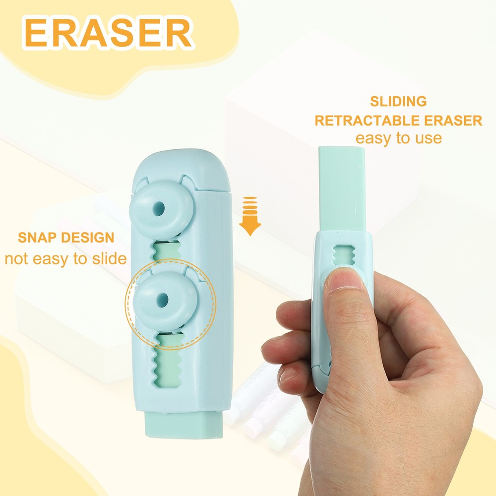 4 Pack Erasers, Pencil Erasers Large Eraser Push Pull Cute Soft, Green