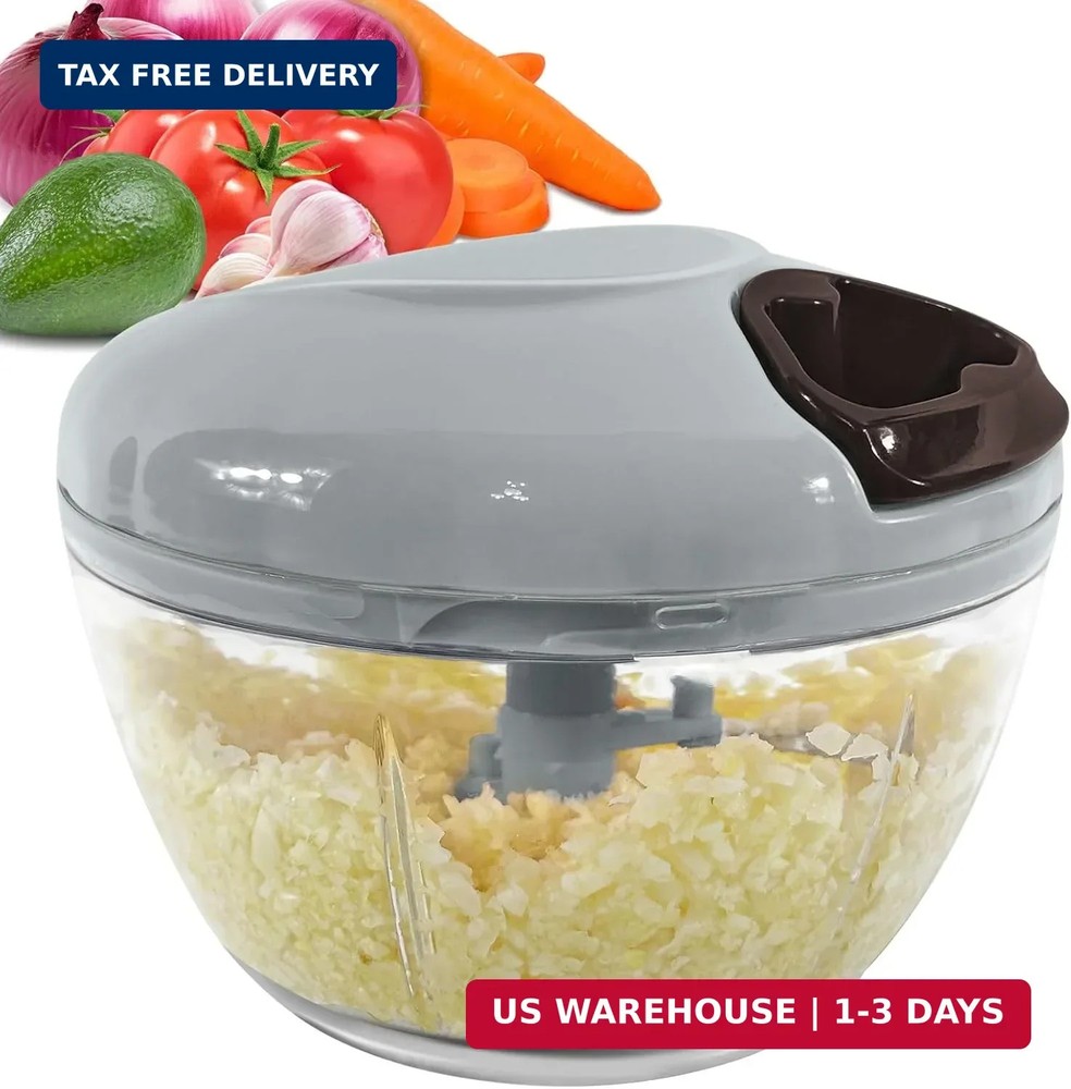 Garlic Chopper Mincer Manual Vegetable Chopper 500ml - with Pull String Crusher