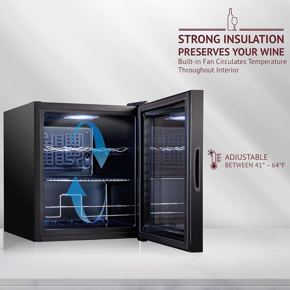 12 Bottle Compressor Wine Cooler Refrigerator Energy Efficient Lock Freestanding
