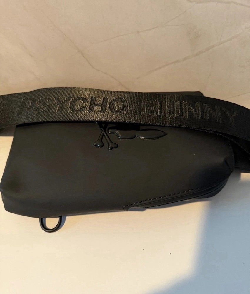 Psycho Bunny -Unisex Rubberized Crossbody BLACK