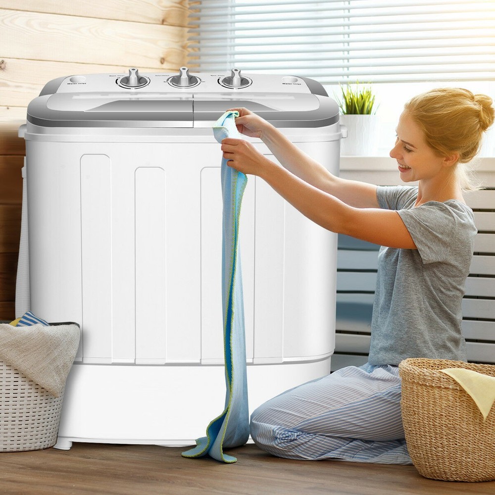 Costway Mini Compact Twin Tub Washing Machine Washer 13lbs Spin Spinner