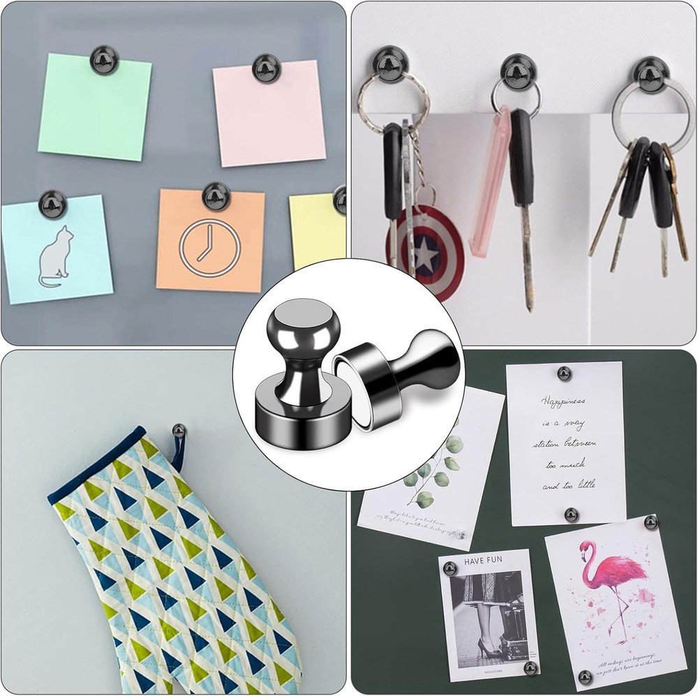 LOVIMAG 12 Pack Strong Fridge Magnets Black Small Refrigerator Whiteboard Set