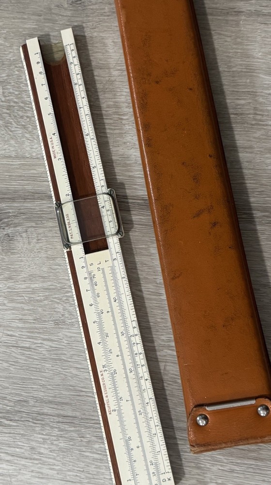 Vintage K&E (Keuffel Esser) Engineer’s Slide Rule w/ Leather Case