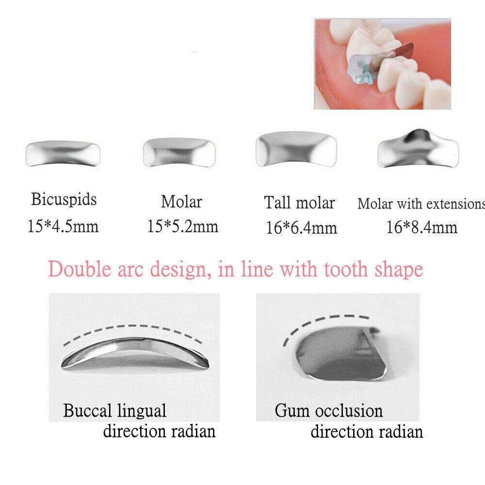 Dental Sectional Contoured Matrices Matrix Bands Clamping Separating Ring Kit