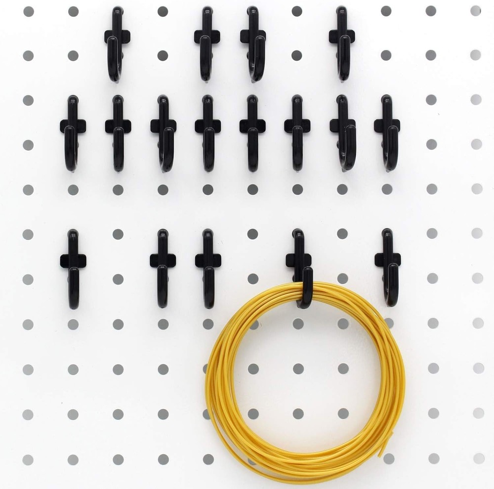 100PK Black Pegboard Hooks - Durable Metal with Rounded Tips for Safe Storage