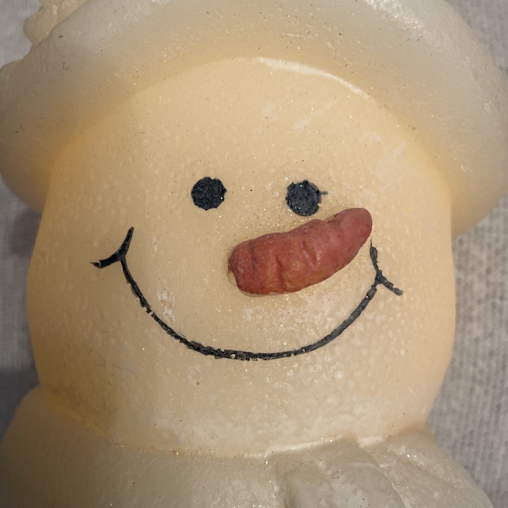 Flameless Snowman Candle Flickering Cute Tabletop 6.5x5 EUC