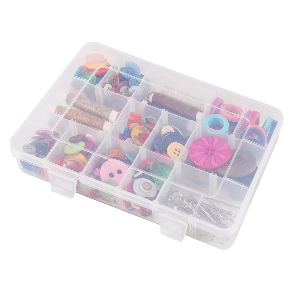18 Grids Plastic Organizer Box with Dividers, Clear Compartment Container Sto...