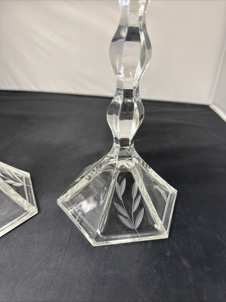 princess house 2 8” clear candlesticks