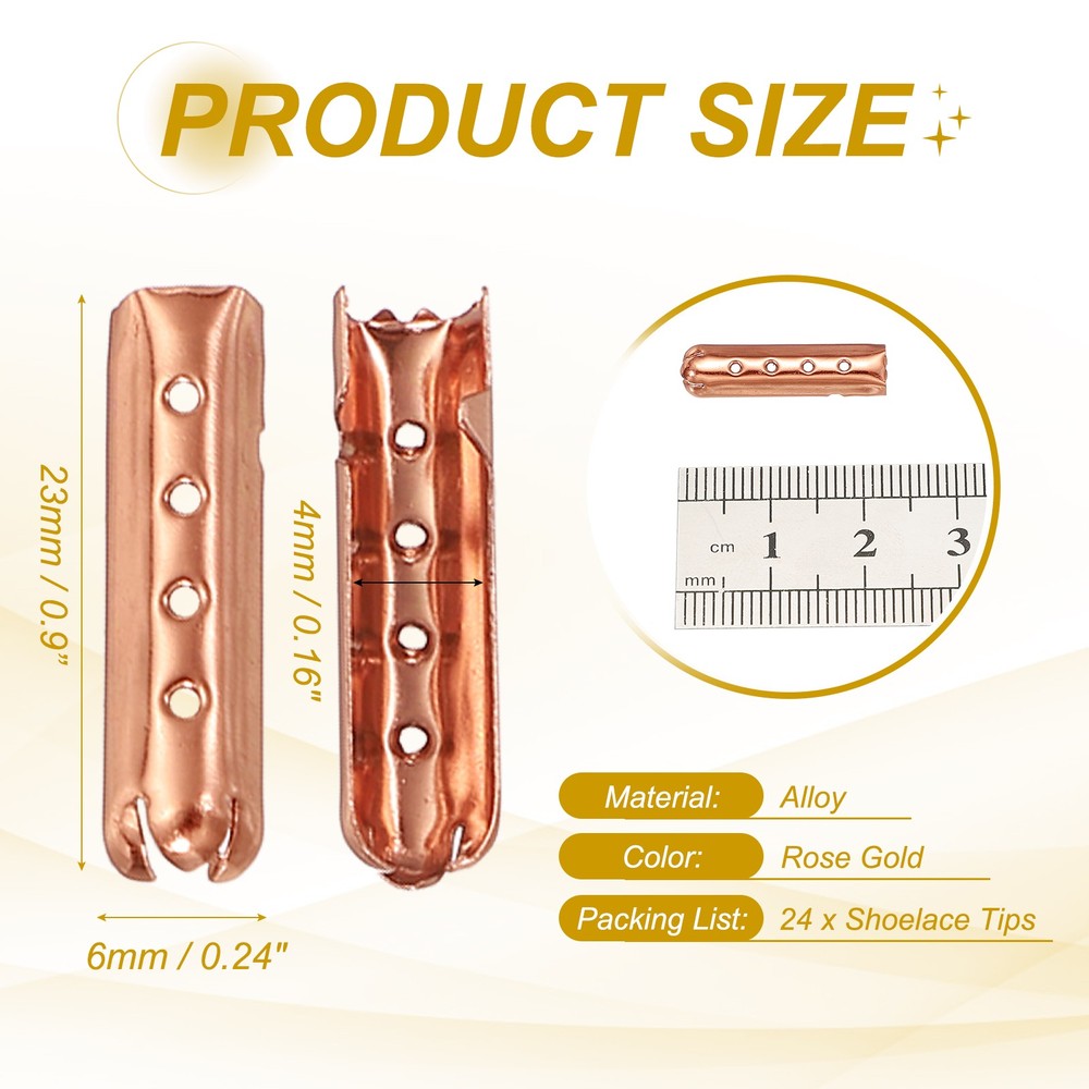 24Pcs 23mm Open Lace Tips, Rose Gold