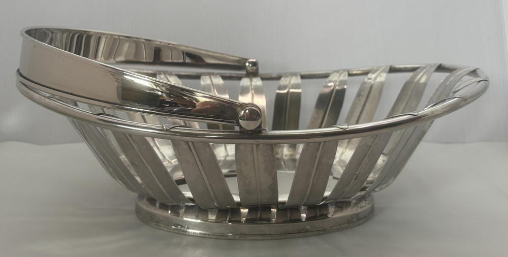 Leaf Design Oval Basket with Handle Possibly Silverplated Elegance Brand