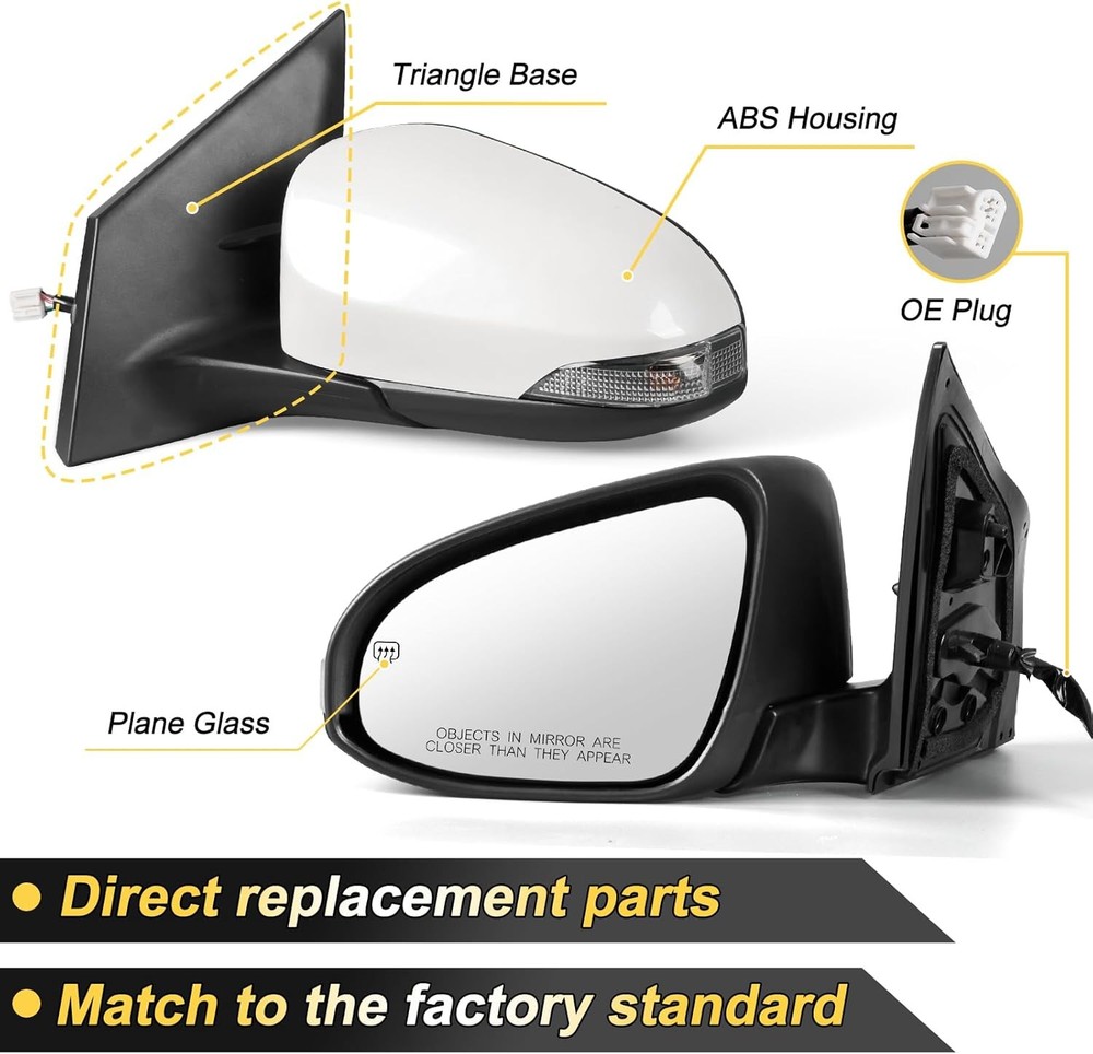 Left Driver Side Door Mirror Assembly Replace for 2014-2019 Toyota Corolla, with