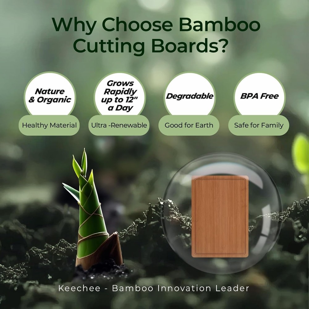 KeeCHEE® Extra Large Dark Carbonized Bamboo Cutting Board