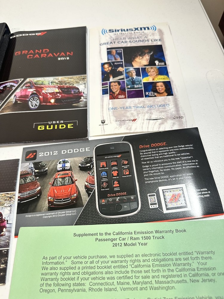 Dodge Grand Caravan 2012 Owner's Guide & Info Kit Chrysler