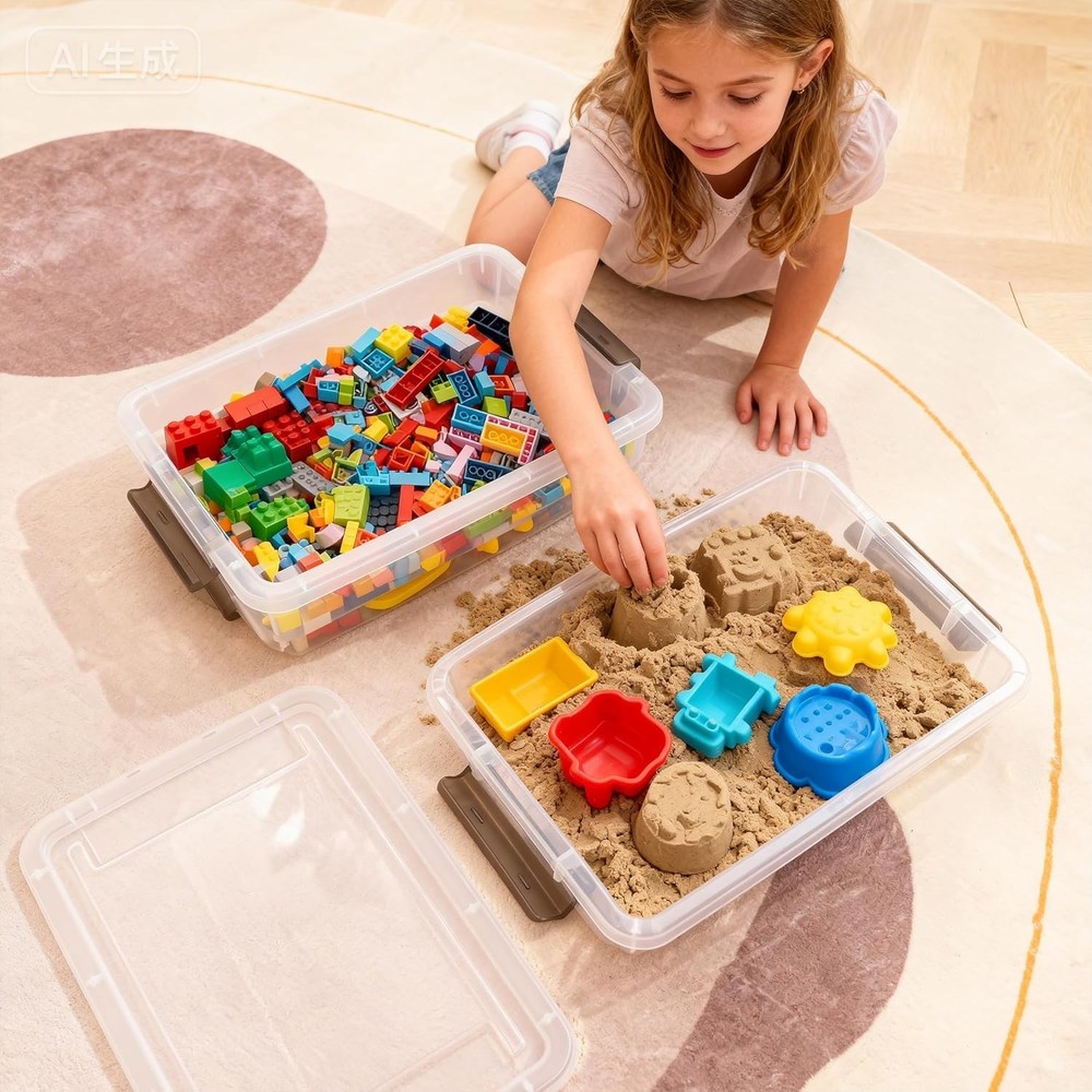 Citylife 3-Piece Stackable Clear Storage Bins for Office & Home