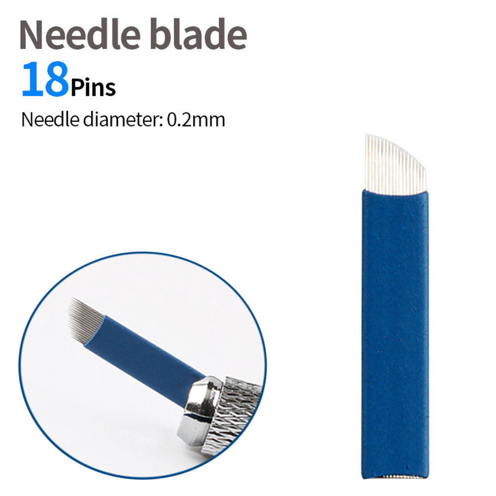 18 Pins Needles Permanent Makeup Eyebrow Tattoo 3D Microblading Bevel Blades