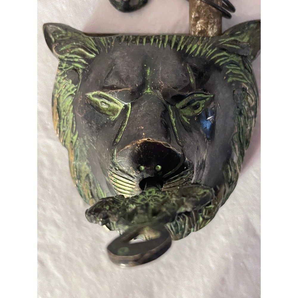 Lion Face Shape Door Lock Antique Solid Heavy Brass Safety Door Lock