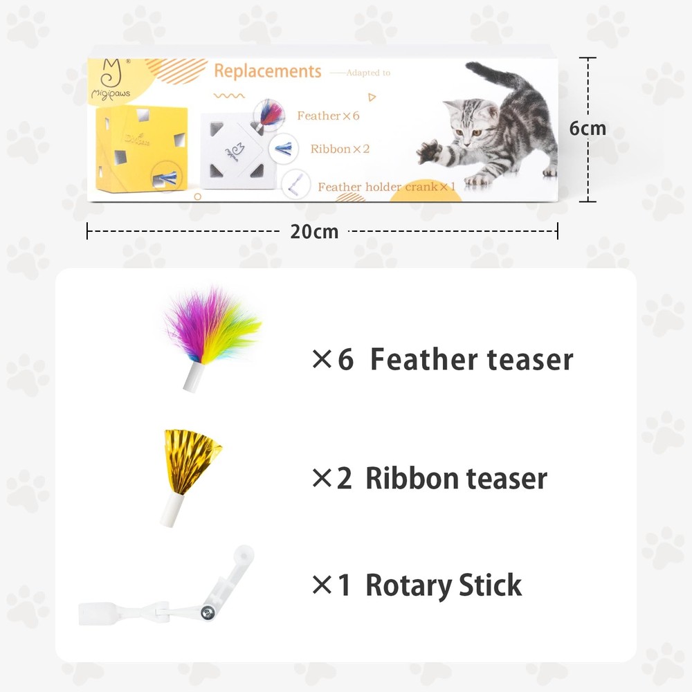 Migipaws Upgrade Rainbow Feather Replacement for Automatic Refill, Colorful