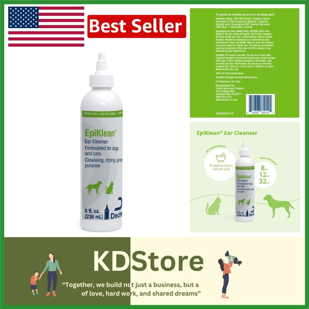 Epiklean Ear Cleaner for Dogs & Cats - Gentle Debris & Drying Solution