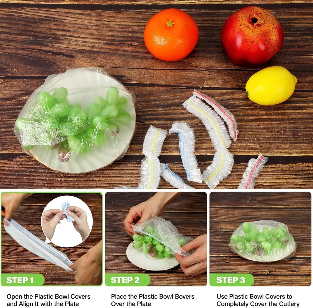 3rd Plastic Bowl Covers 100PCS Bowl Lids Bread Proofing, 3 Sizes Plastic Covers