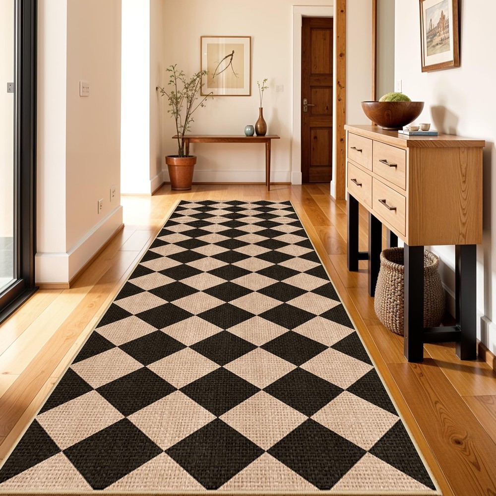 BYYVOO 3x10 Runner Rug for Hallways: 3' x 10' (Rectangular), Black/Brown