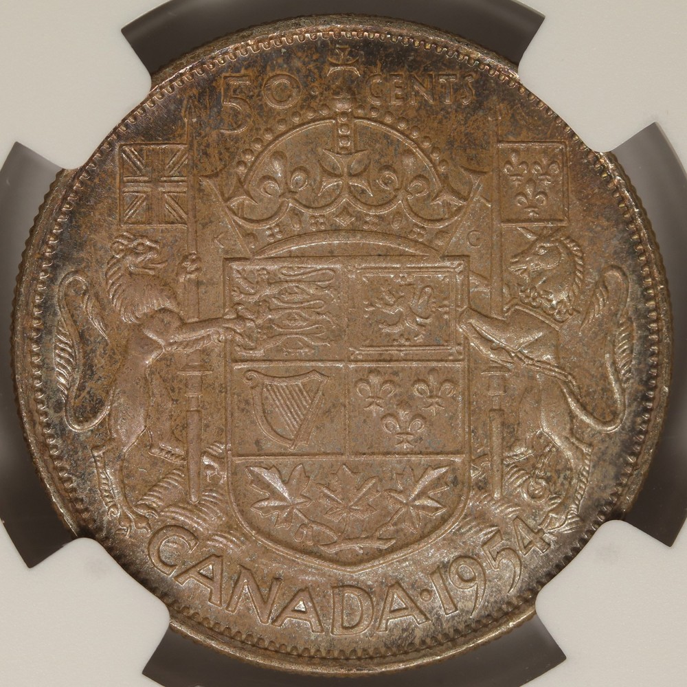1954 Canada Silver Half Dollar 50c NGC MS64 Toned