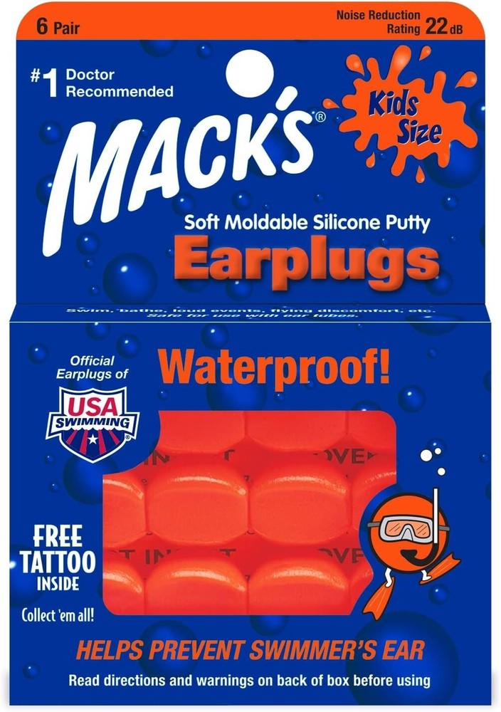 "Soft Moldable Silicone Putty Ear Plugs - Kids Size 6 Pair - Comfortable"