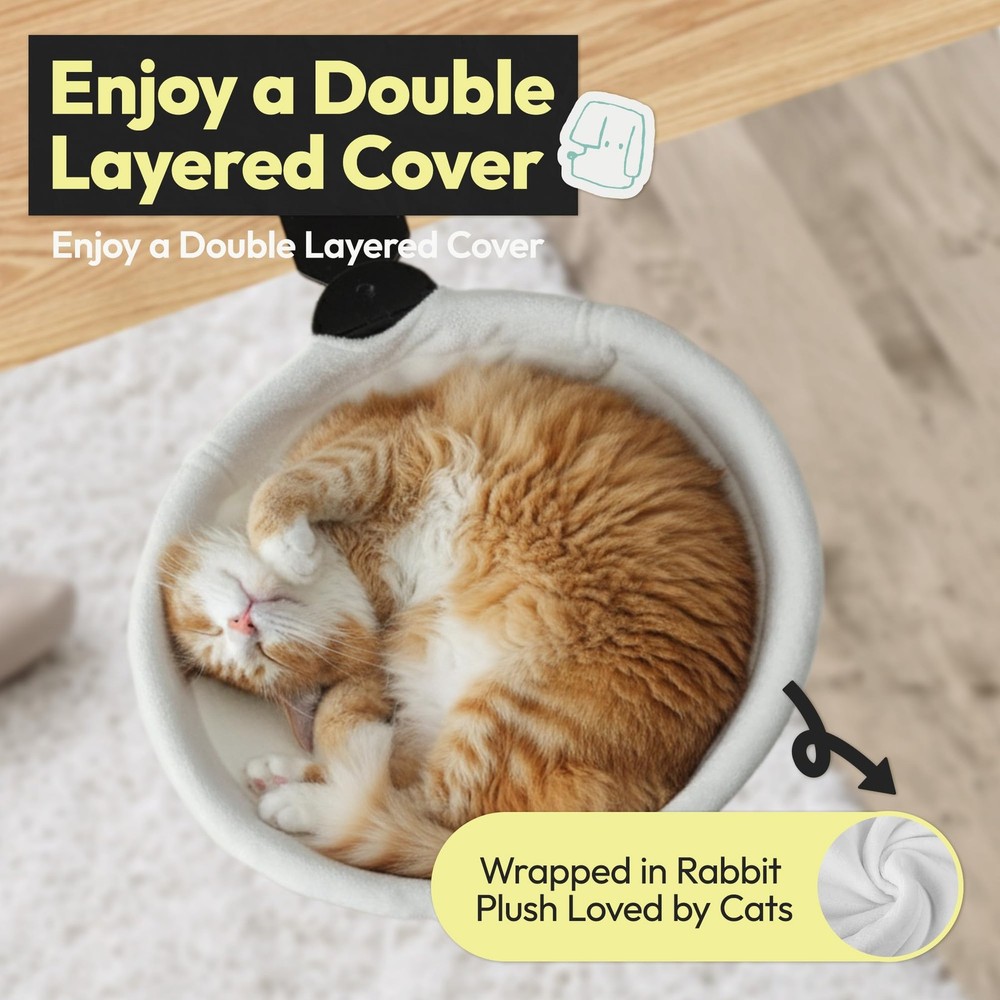 POMESEA Adjustable Cat Desk Bed, Sunken Design Hammock, XL, White