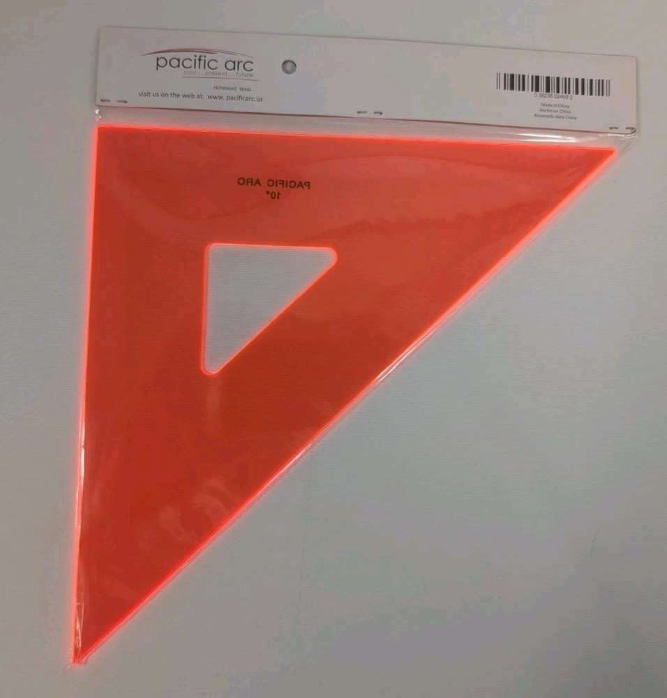 Pacific Arc Drafting Triangle, 10-in, 45/90 degrees, Fluorescent Orange