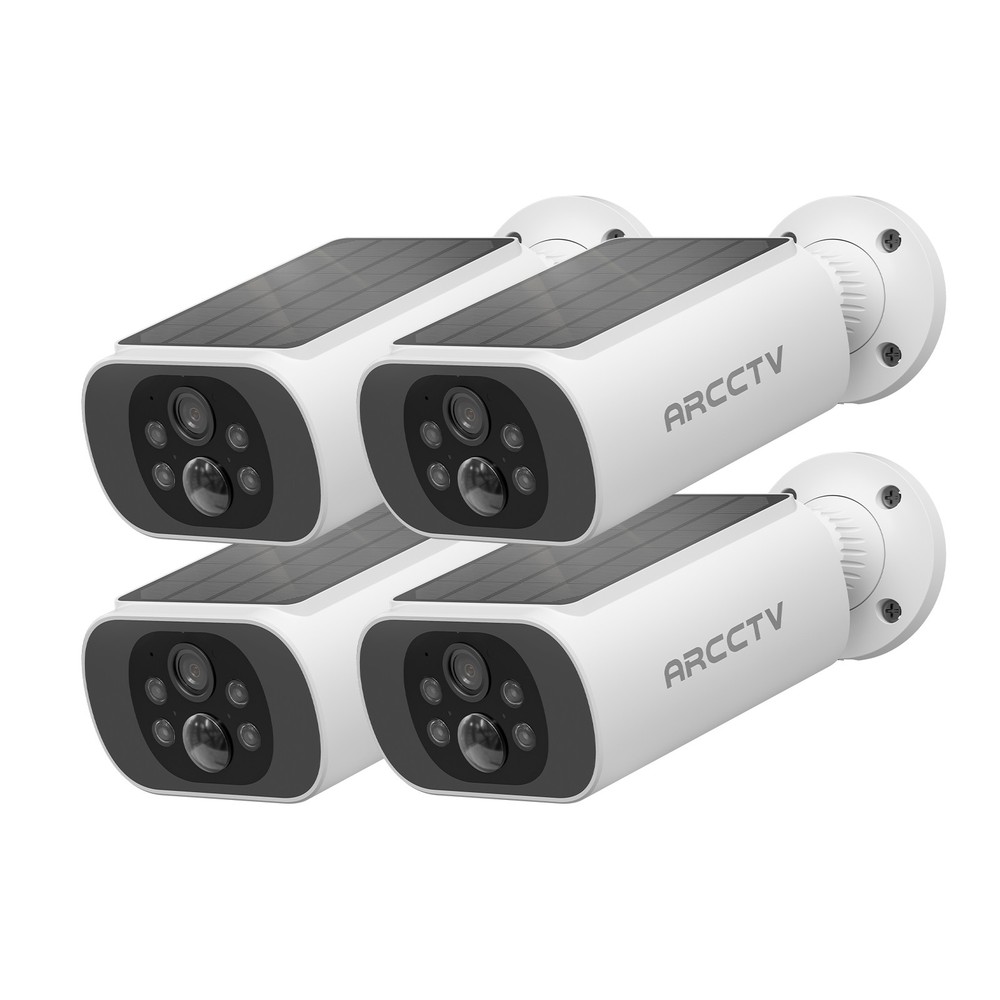 ARCCTV 4MP Solar 100%Wireless Security Camera 4-Pack -Smart Human Detection,IP66