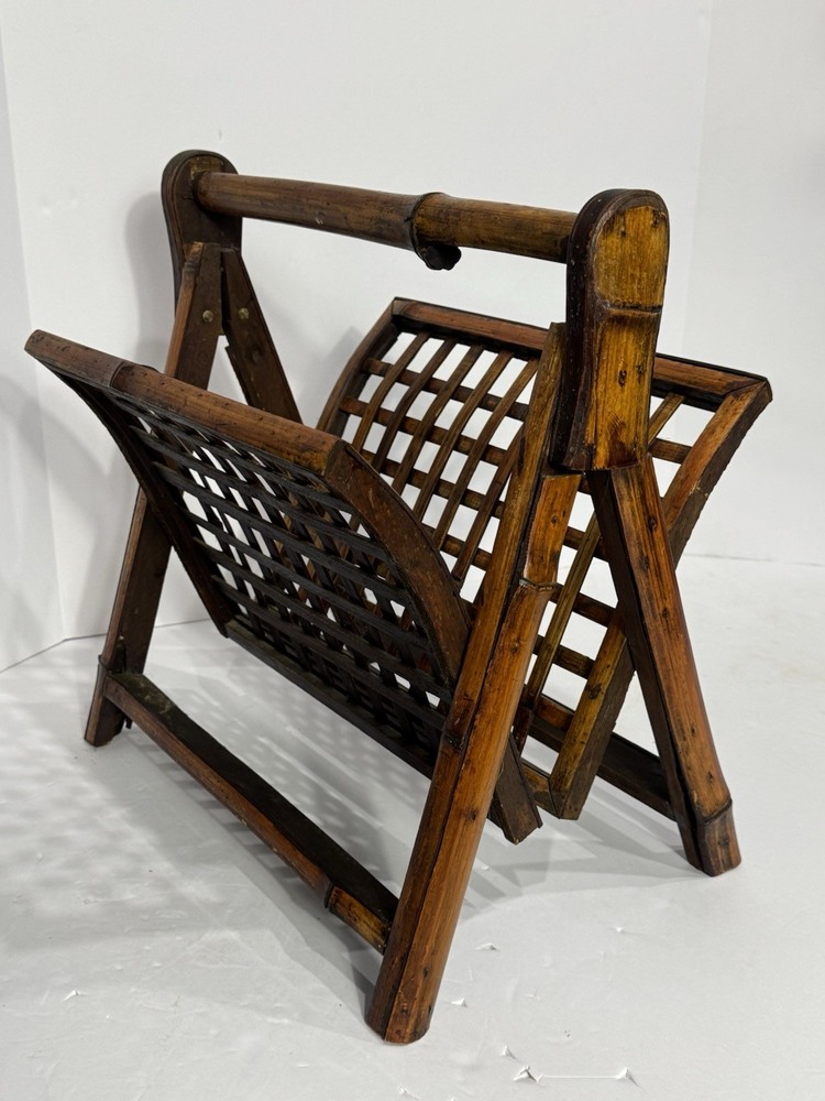 Bamboo Wood Folding Magazine Holder Rack