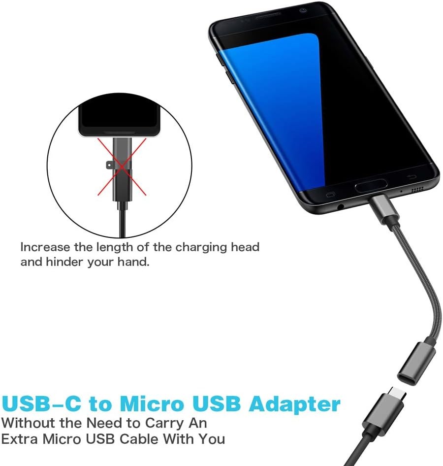 USB C to Micro Adapter, KUXIYAN (2 Pack) Type C Female Black