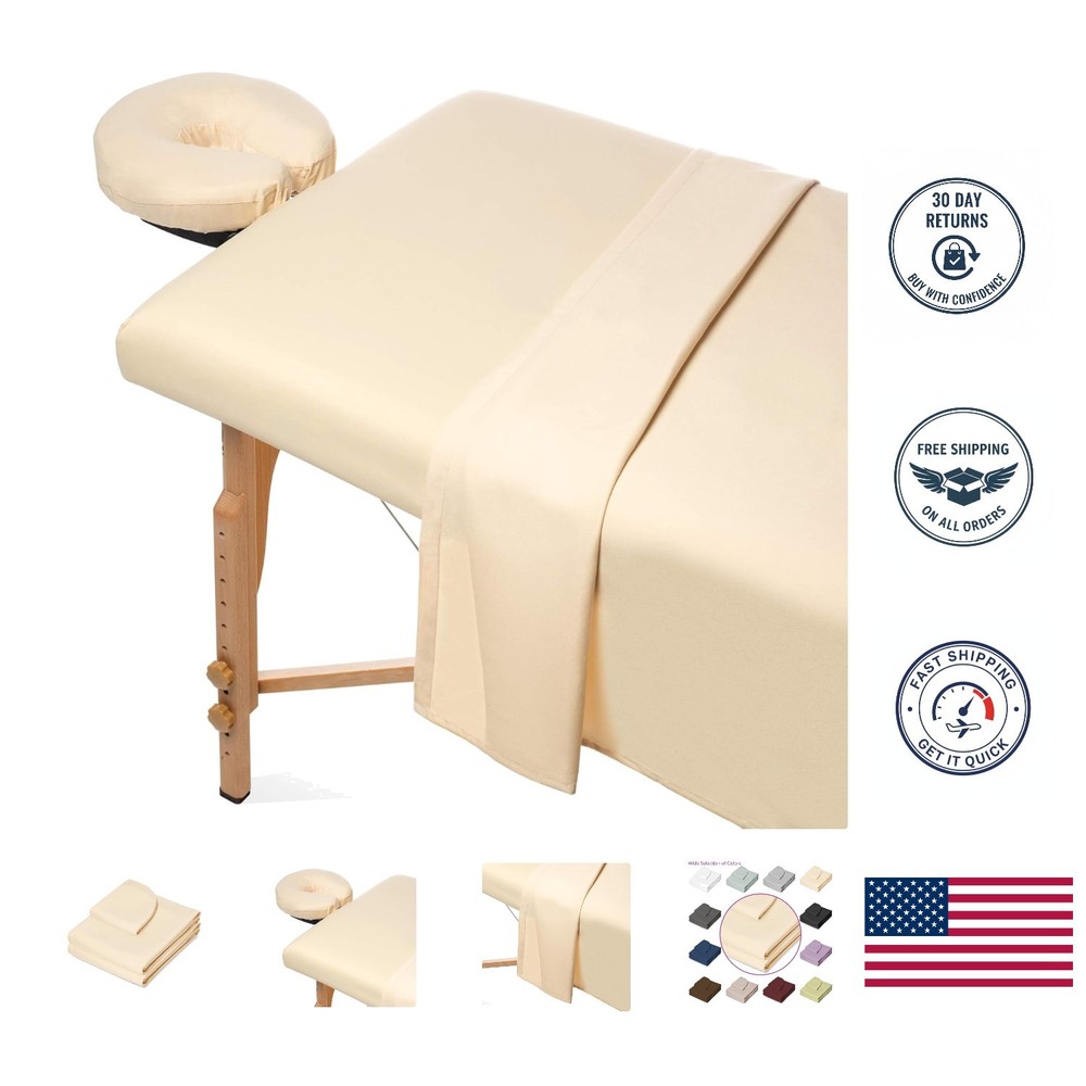 Natural Color 3-Piece Microfiber Massage Sheets - Soft, Breathable & Resilient