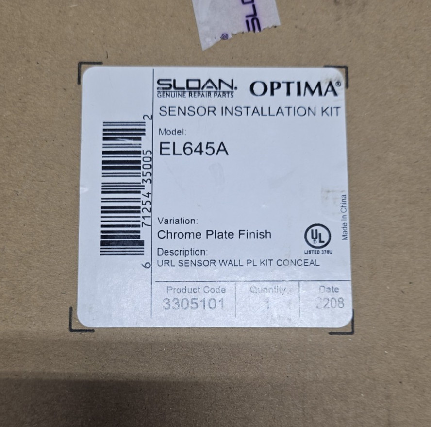 SLOAN EL645A Sensor Installation Kit Chrome Plate Finish Urinal Bathroom