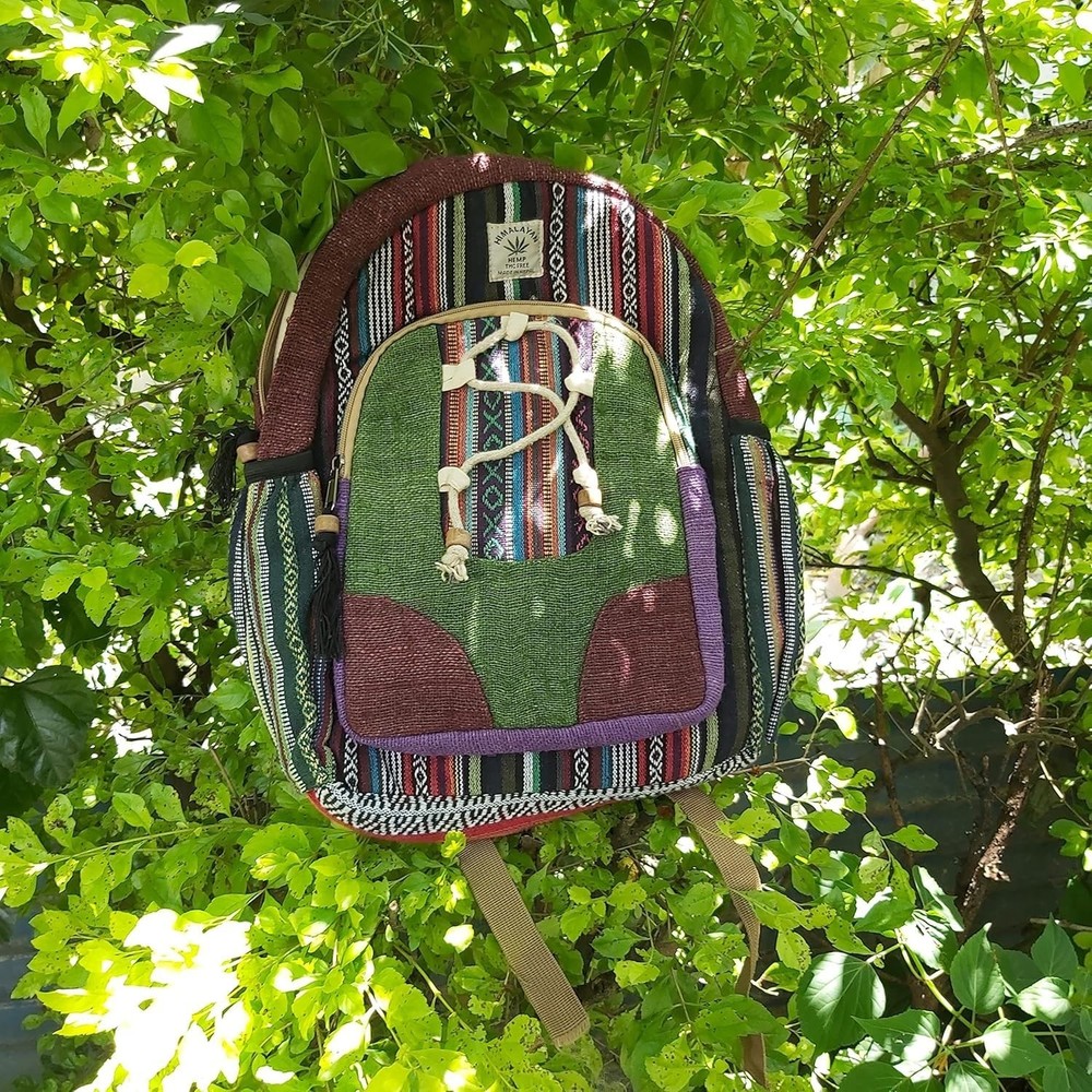 Himalayan Hemp bag, Traditional Striped Pattern, Multi-Compartment Travel bag...