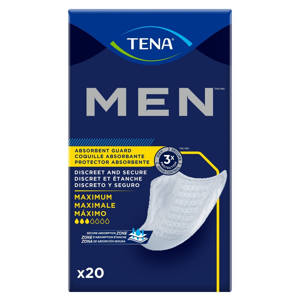 TENA Men Maximum Incontinence Guards 3X Protection Thin Discreet Design